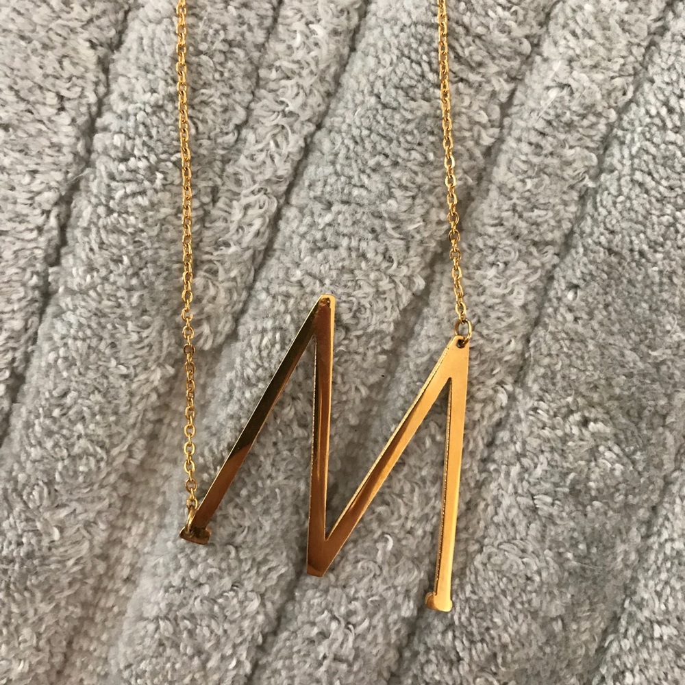 “M” Initial Gold Necklace - Picture 1 of 4